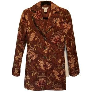 NWT CAbi Fall Bordeaux Tapestry Coat Sz 0
